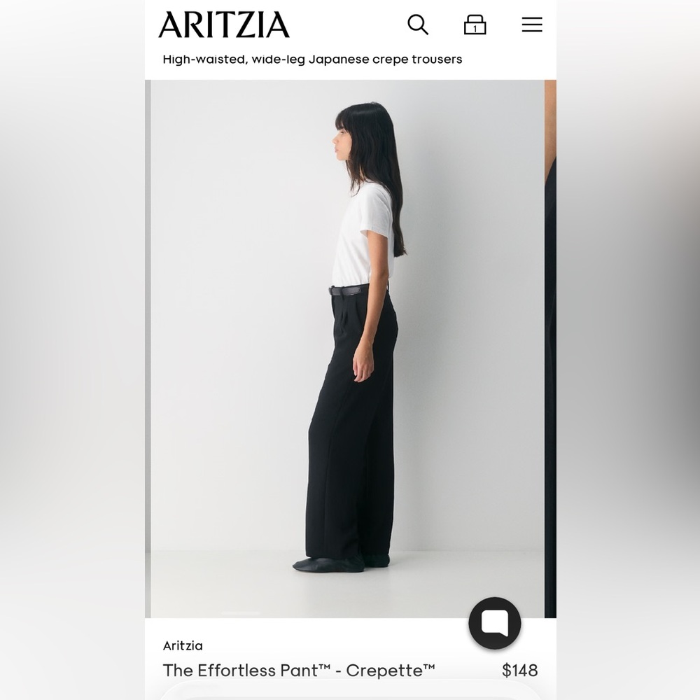 Aritzia NWT 
The Effortless Pant™ - Crepette™ Black Size 8 Regular